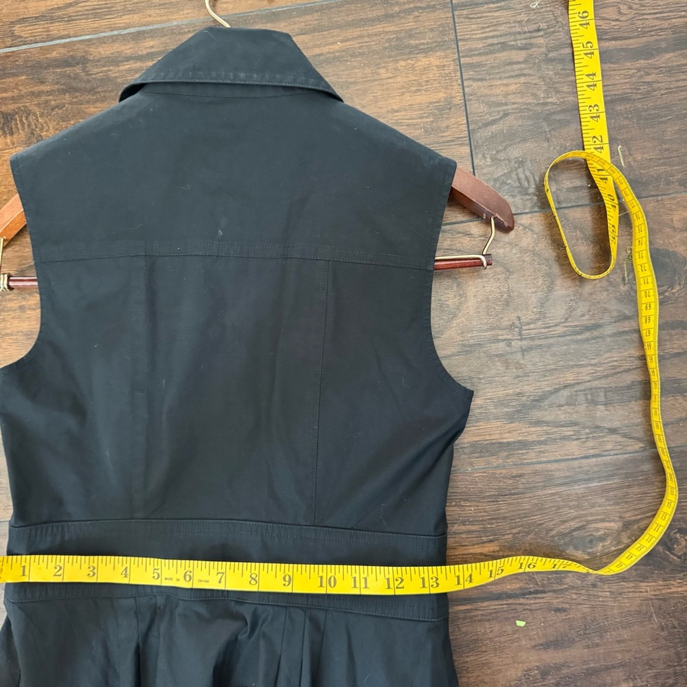 Ann Taylor Button-Down Fit & Flare Black Shirtdress Collar Pleated Sleeveless 2 - Picture 9 of 10